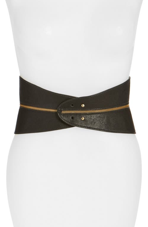 Leather Corset Belt in Blk/white