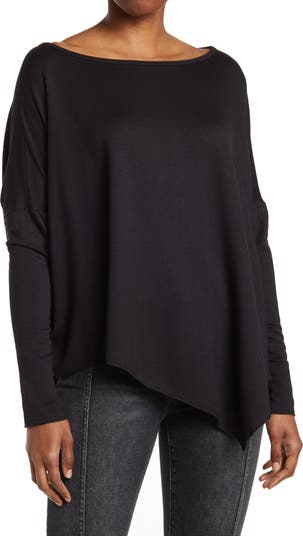 Dolman Long Sleeve W/ High Low Hemline Knit Top