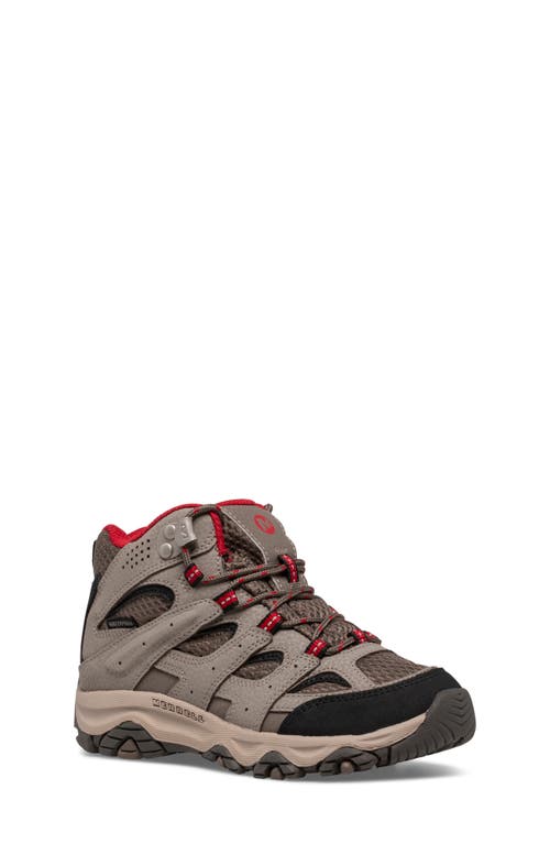 Merrell Kids' Moab 3 Waterproof Mid Hiking Shoe In Boulder/red