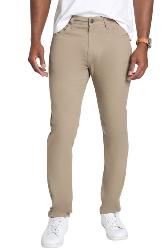 Shop Jachs Straight Leg Stretch-pocket Pants In Taupe
