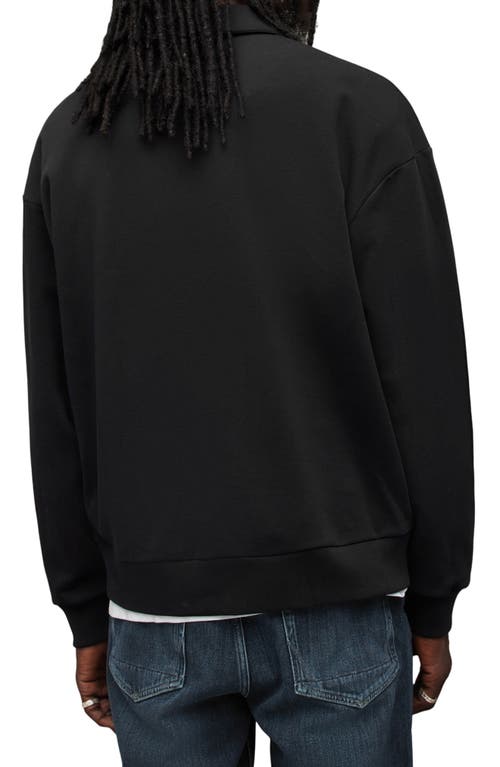 Shop Allsaints Waite Long Sleeve Polo In Jet Black