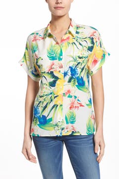 Tommy Bahama 'Fleur de Lite' Print Silk Boyfriend Shirt | Nordstrom