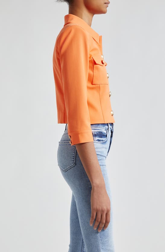 Shop L Agence Kumi Fitted Crop Jacket In Neon Tangerine