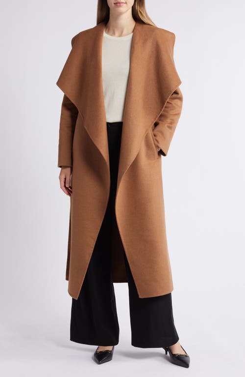 Shop Bcbg Scarlet Long Wrap Coat In Toffee