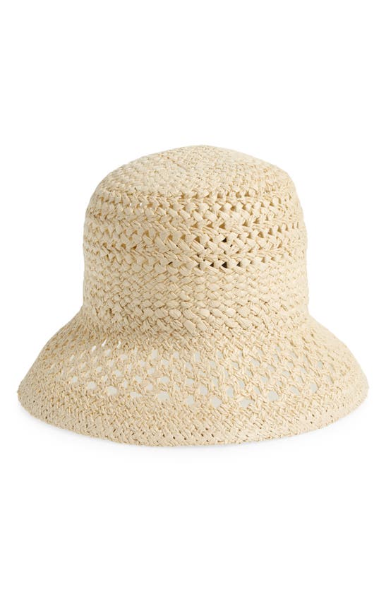 Shop Vince Camuto Open Weave Straw Bucket Hat In Natural