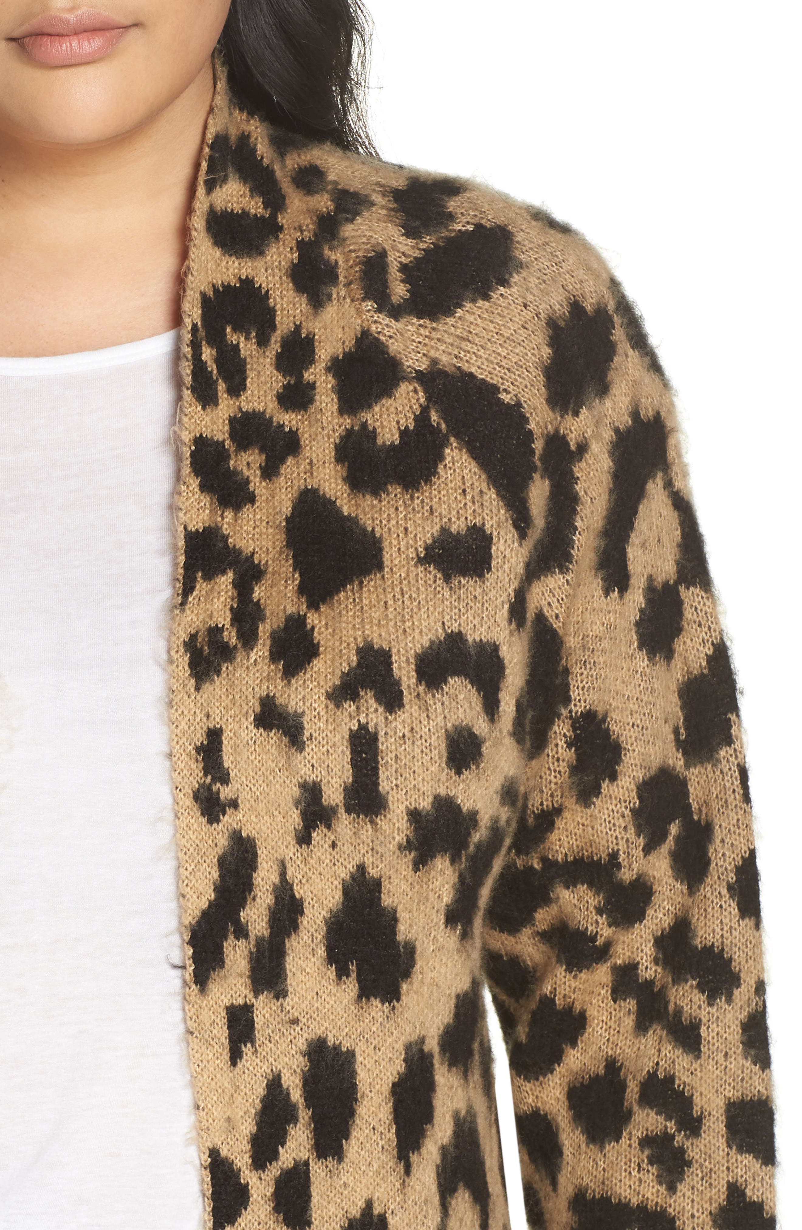 long leopard jacquard cardigan