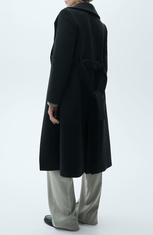 Shop Mango Wool Blend Coat In Black