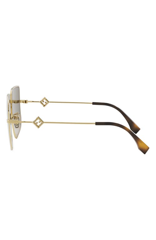 Fendi Diamonds 59mm Gradient Geometric Sunglasses In Shiny Endura Gold/brown