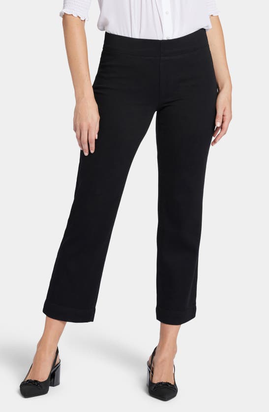 Shop Nydj Bailey Pull-on Ankle Relaxed Straight Leg Jeans In Overdye Black