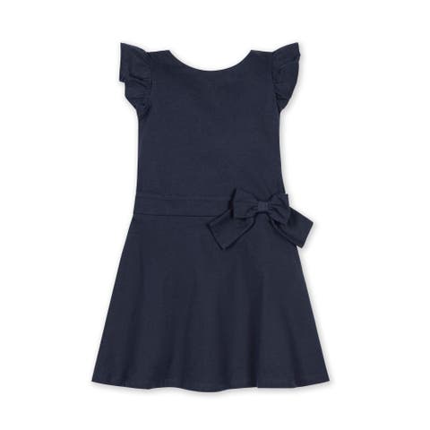 Girls' Flutter Sleeve Knit Drop Waist Dress Made with Organic Cotton, Kids