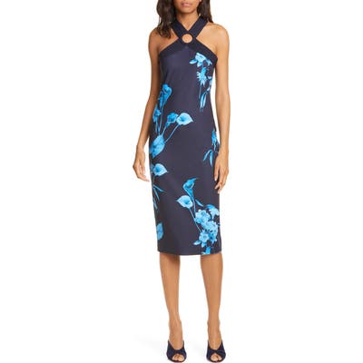 Ted Baker London Cosiima Fantasia Body-Con Dress, Blue
