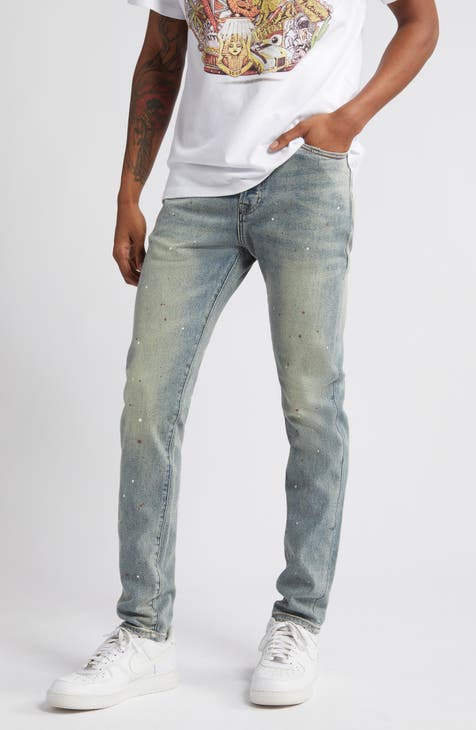 Purple Brand Dirty Vintage Painted Distressed Skinny Jeans in Grey for Men