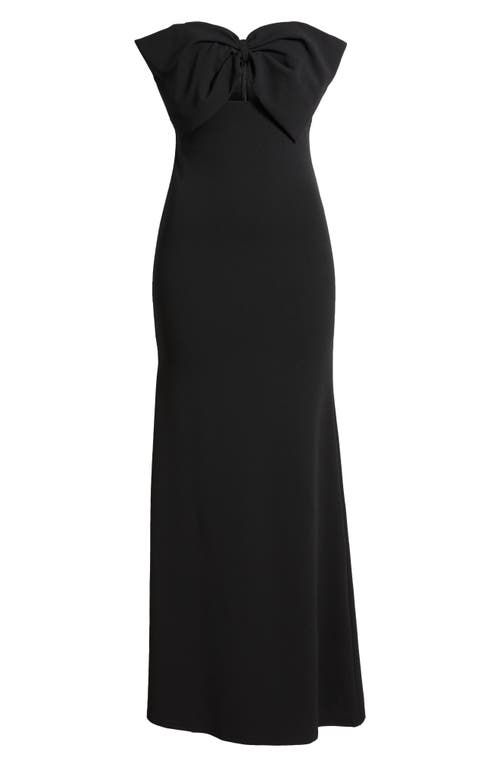 Shop Lulus Coveted Glamour Bow Strapless Sheath Gown In Black