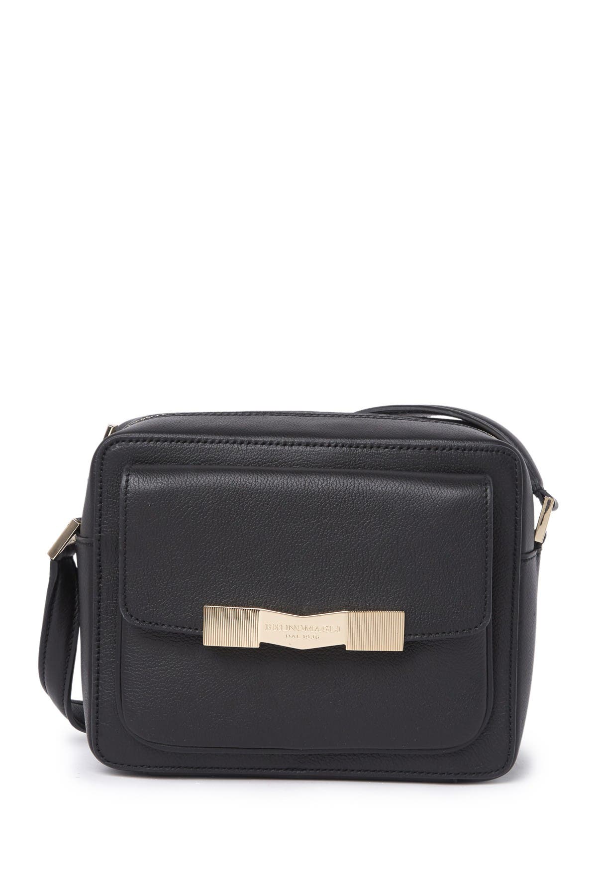 Bruno Magli Chiseled Leather Camera Bag In Black ModeSens