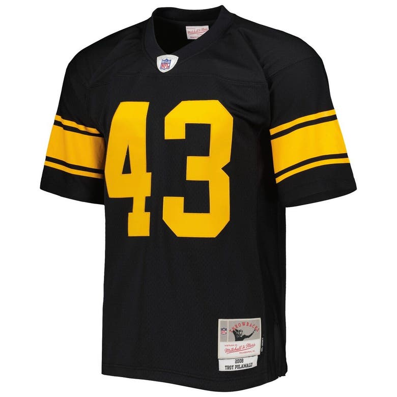 Men's Mitchell & Ness Troy Polamalu Black Pittsburgh Steelers 2008 Alternate Authentic Retired Player Jersey