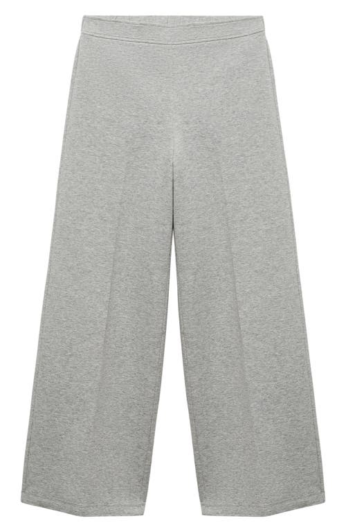 Shop Mango High Waist Wide Leg Pants In Medium Heather Grey