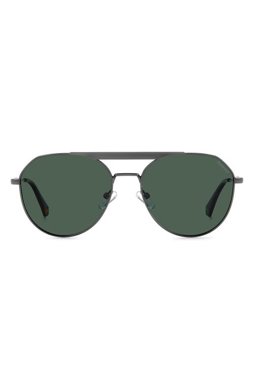 Shop Polaroid 57mm Polarized Aviator Sunglasses In Dark Ruthen/green Polarized