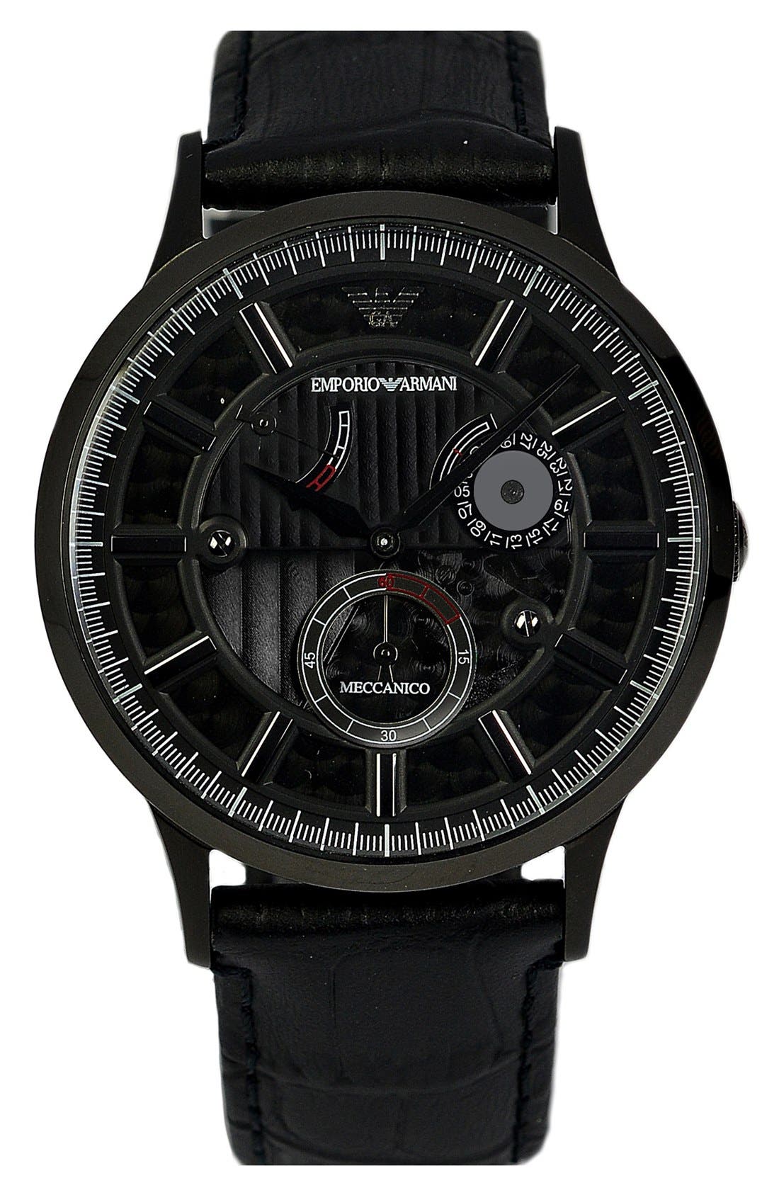 Emporio Armani Meccanico Automatic Leather Strap Watch, 43mm Nordstrom