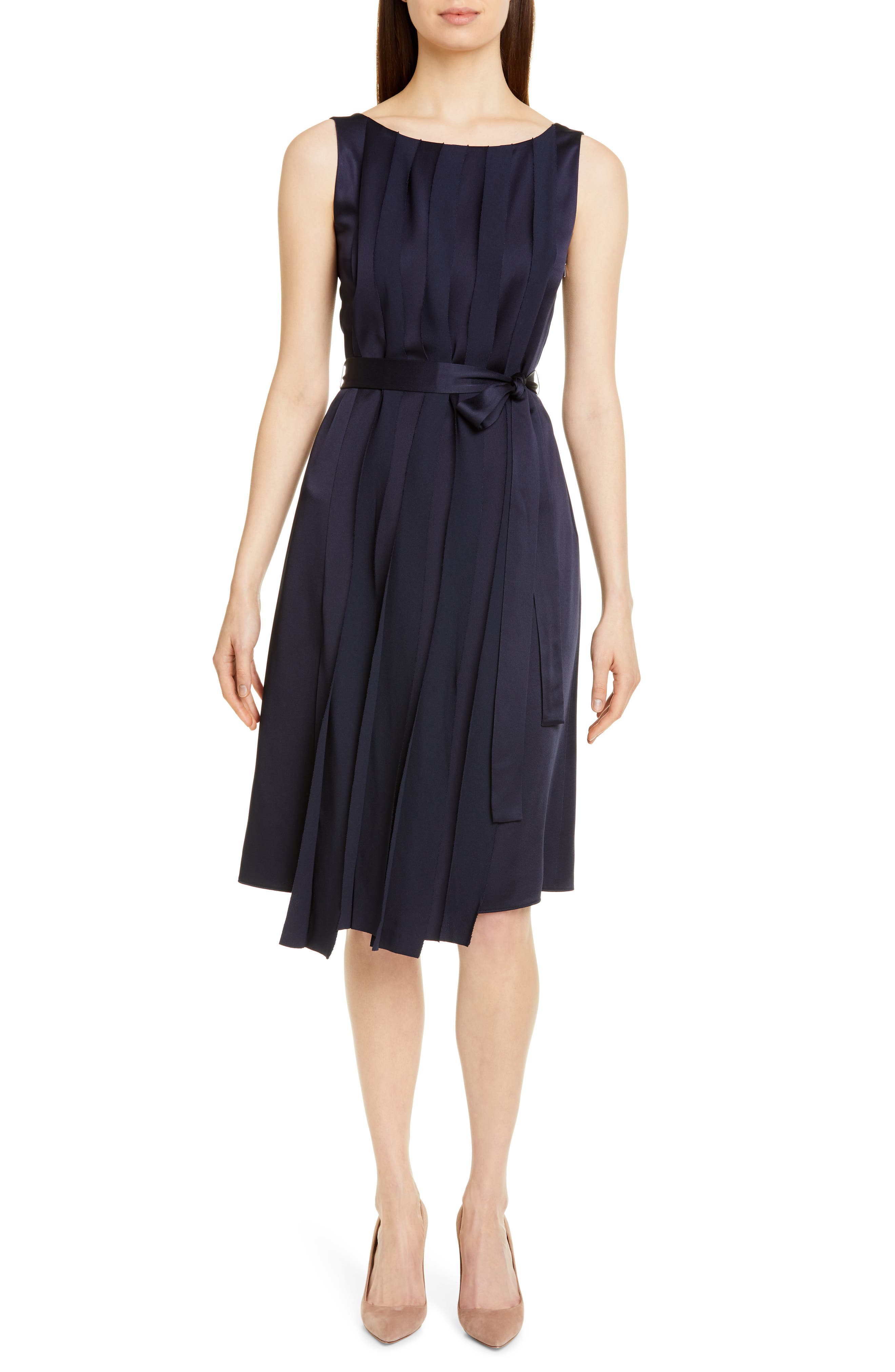 Boss Detapa Pleat Front Dress, Blue