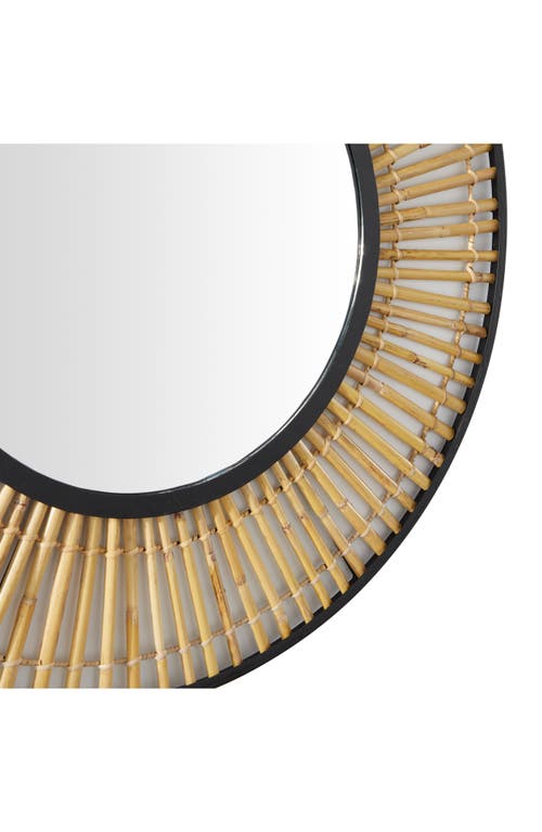 Shop Novogratz Round Bamboo Wall Mirror In Beige/black