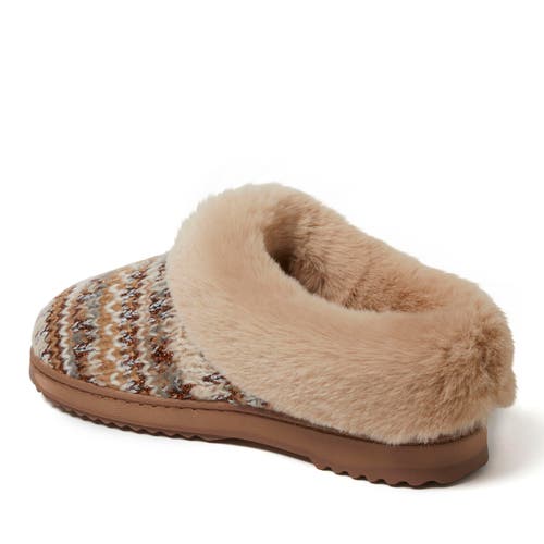 Dearfoams Women's Hannah Festive Knit Clog Slippers In Latte