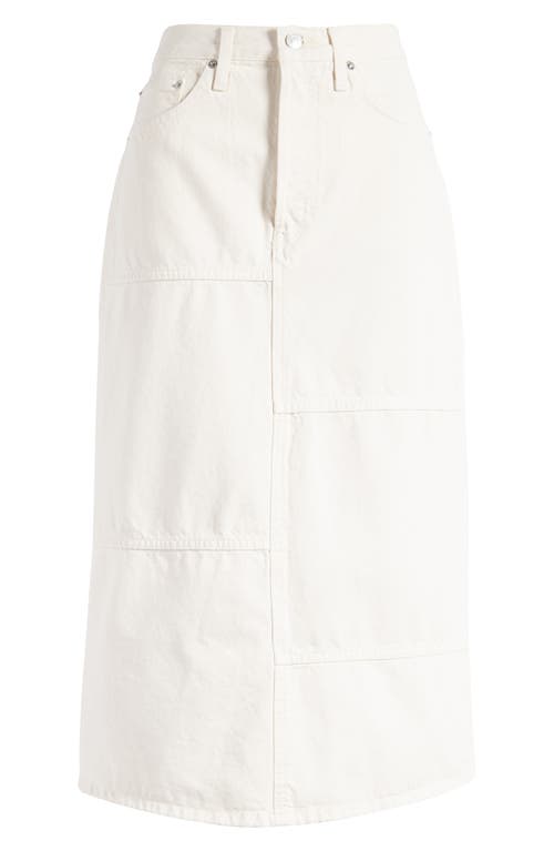 Re/done Seamed Denim Midi Skirt In Vintage White