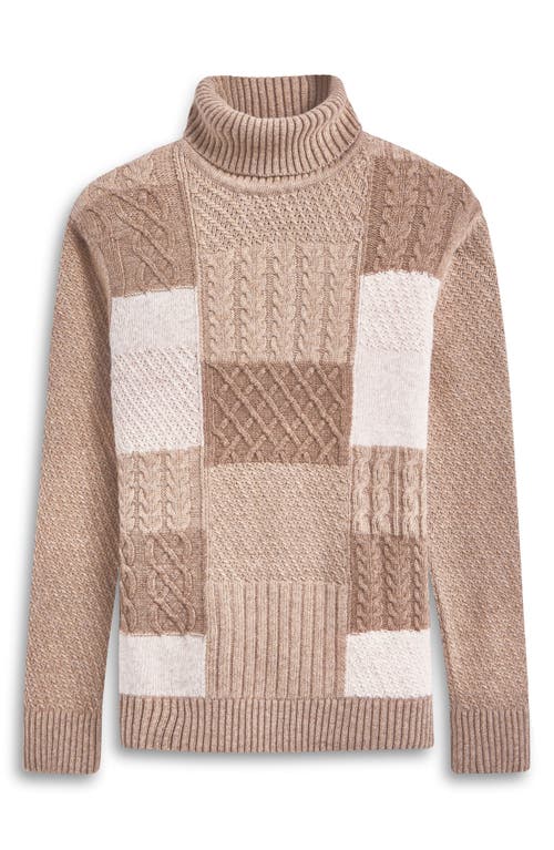 Bugatchi Pattern Wool Blend Turtleneck Sweater In Stone