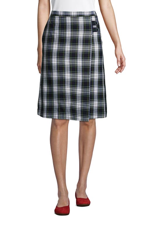 Shop Lands' End School Uniform Young  Plaid A-line Skirt Below The Knee In White Plaid