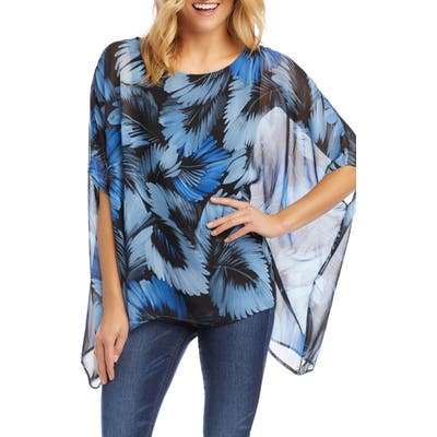 Karen Kane Layered Scarf Print Chiffon Top, Blue