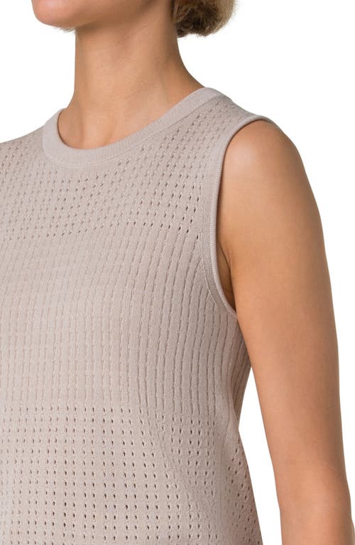 Shop Akris Silk & Cotton Pointelle Stitch Sweater Tank In Greige