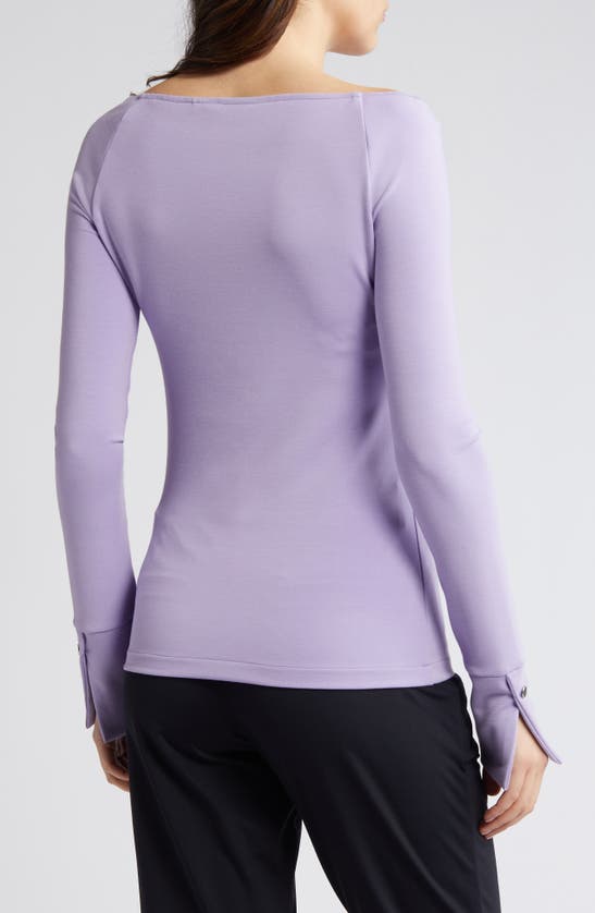 Shop Hugo Boss Long Sleeve Knit Top In Iris