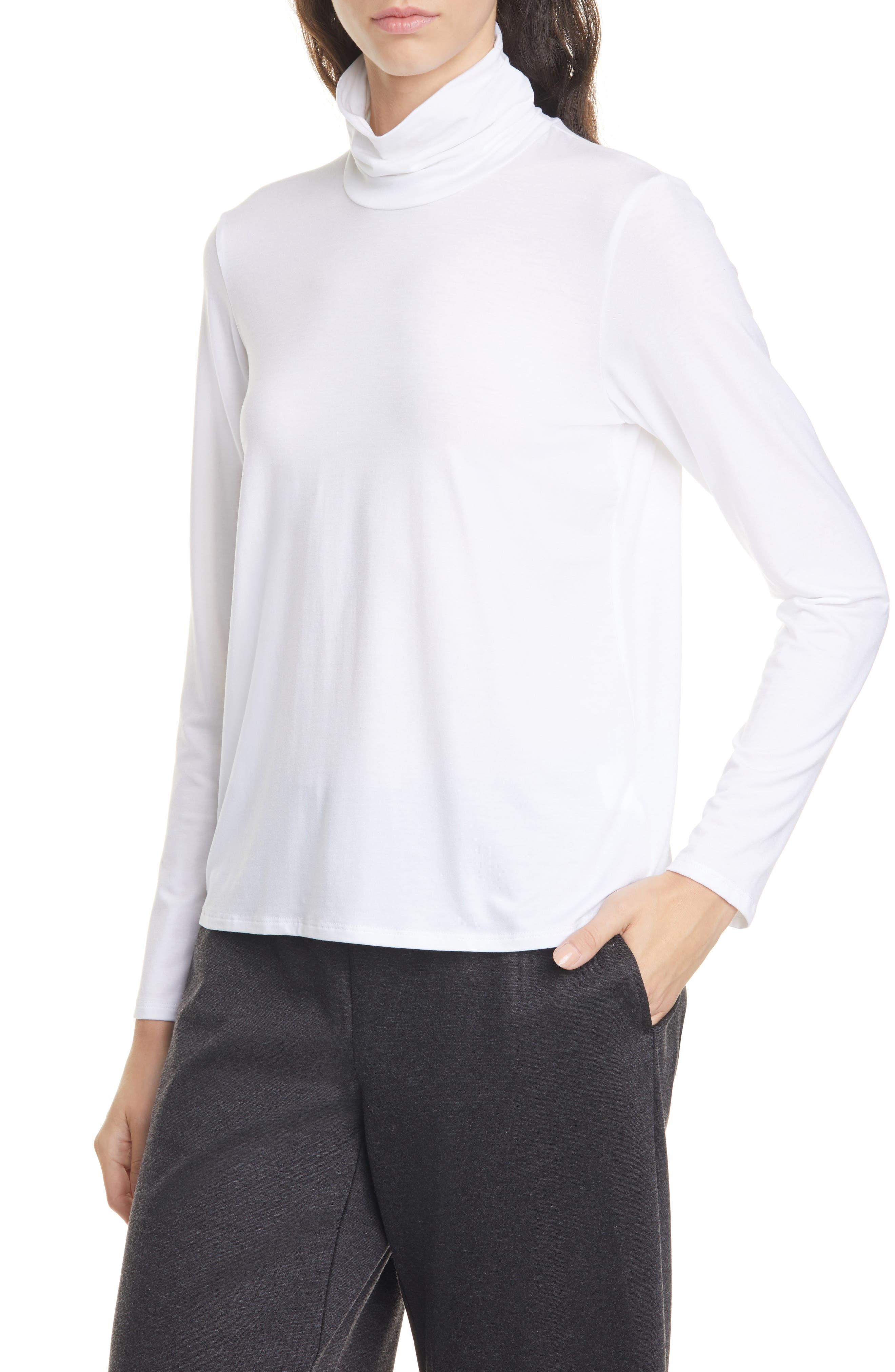 eileen fisher scrunch neck top