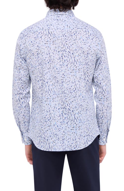 Shop Bugatchi Julian Shaped Fit Abstract Print Stretch Button-up Shirt In Air Blue