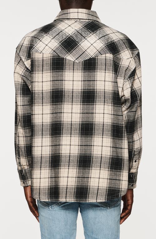 Purple Brand Oversize Plaid Snap-up Western Shirt In Brown
