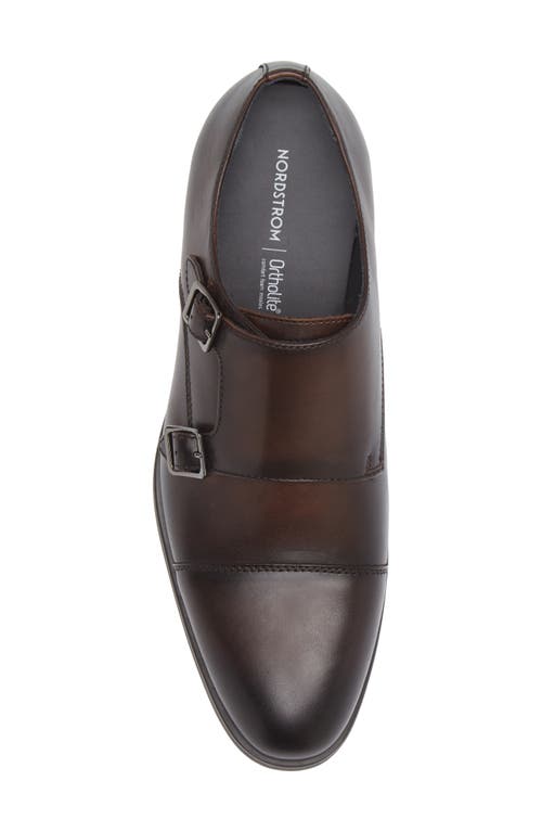 Nordstrom Edison Double Monk Strap Shoe In Brown Clove