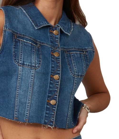 Lola Jeans Women's Gabbie-dis Cropped Denim Vest In Dim Sky