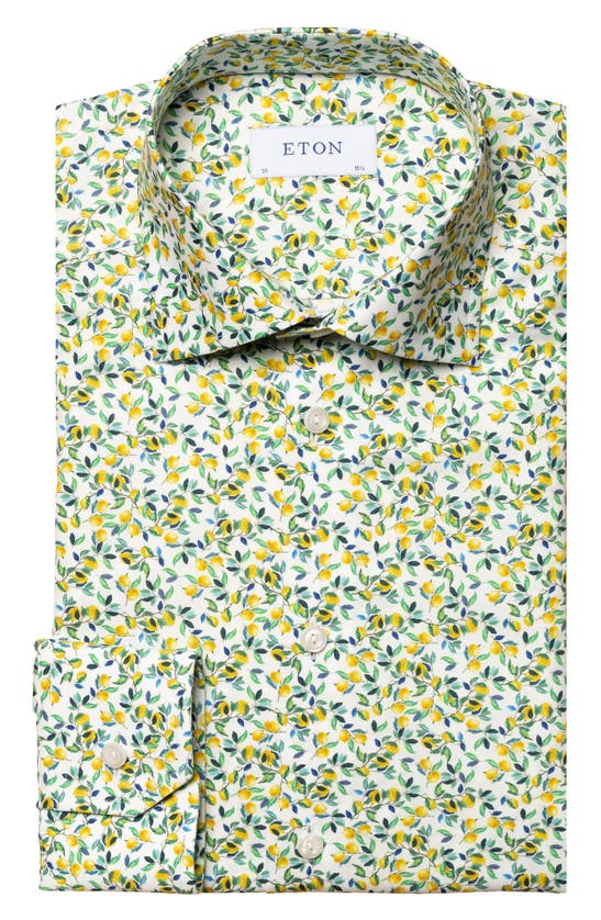 Eton Cotton Lemon Print Slim Fit Dress Shirt In Yellow