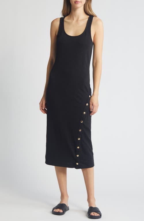 Nation LTD Snap Detail Sleeveless Dress Jet Black at Nordstrom,