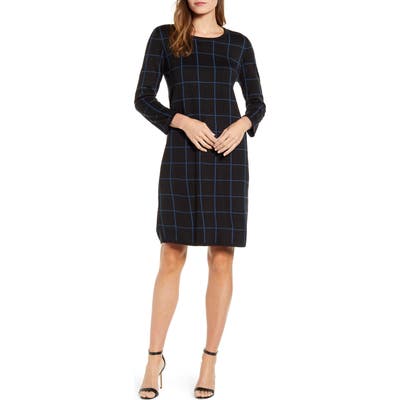 Anne Klein Windowpane Sweater Dress, Black