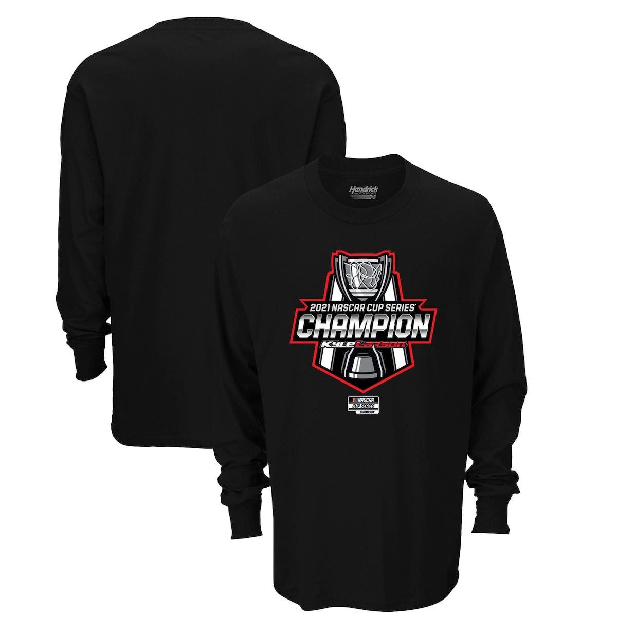 HENDRICK MOTORSPORTS TEAM COLLECTION Men's Hendrick Motorsports Team Collection Black Kyle Larson 2021 NASCAR Cup Series Champion Victory Long Sleeve T-Shirt at Nordstrom