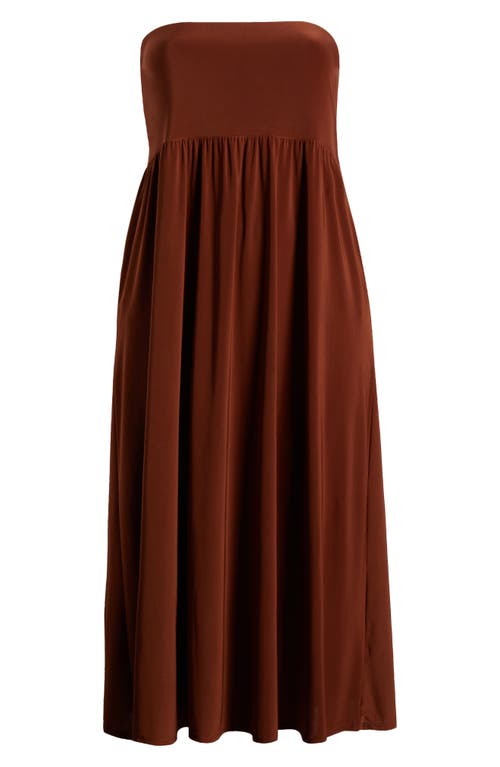 24seven Comfort Apparel Foldover Maxi Skirt In Tobacco