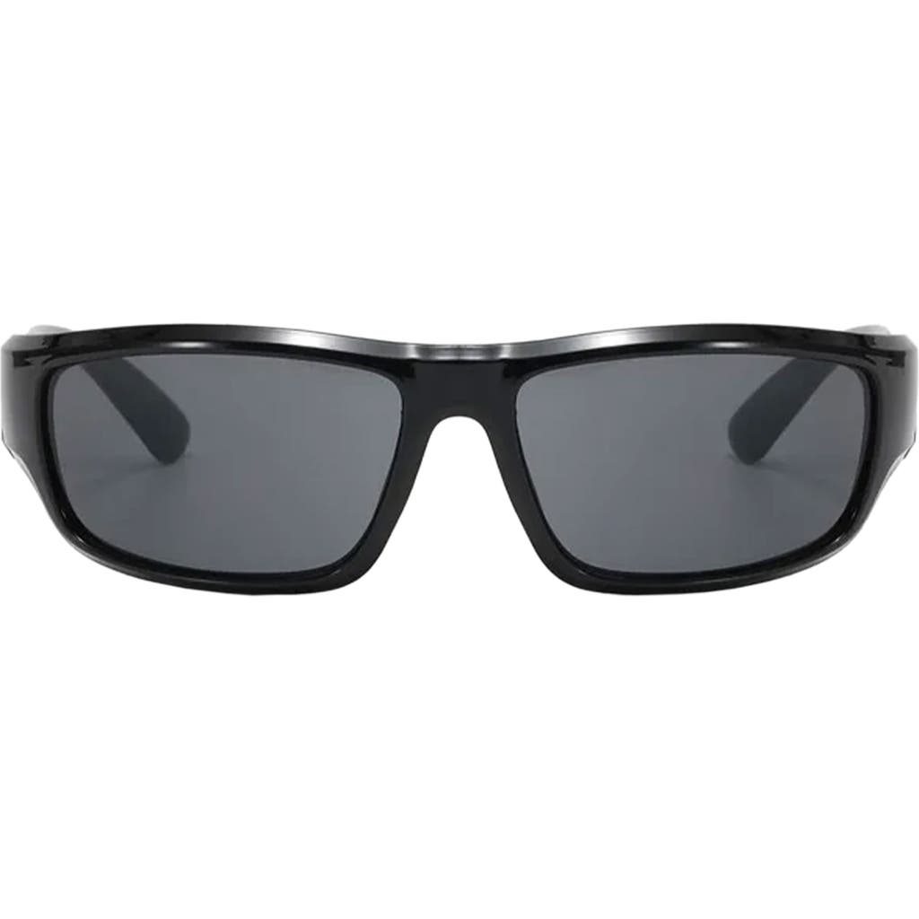 Fifth & Ninth Remi Sporty 61mm Polarized Rectangular Sunglasses In Black