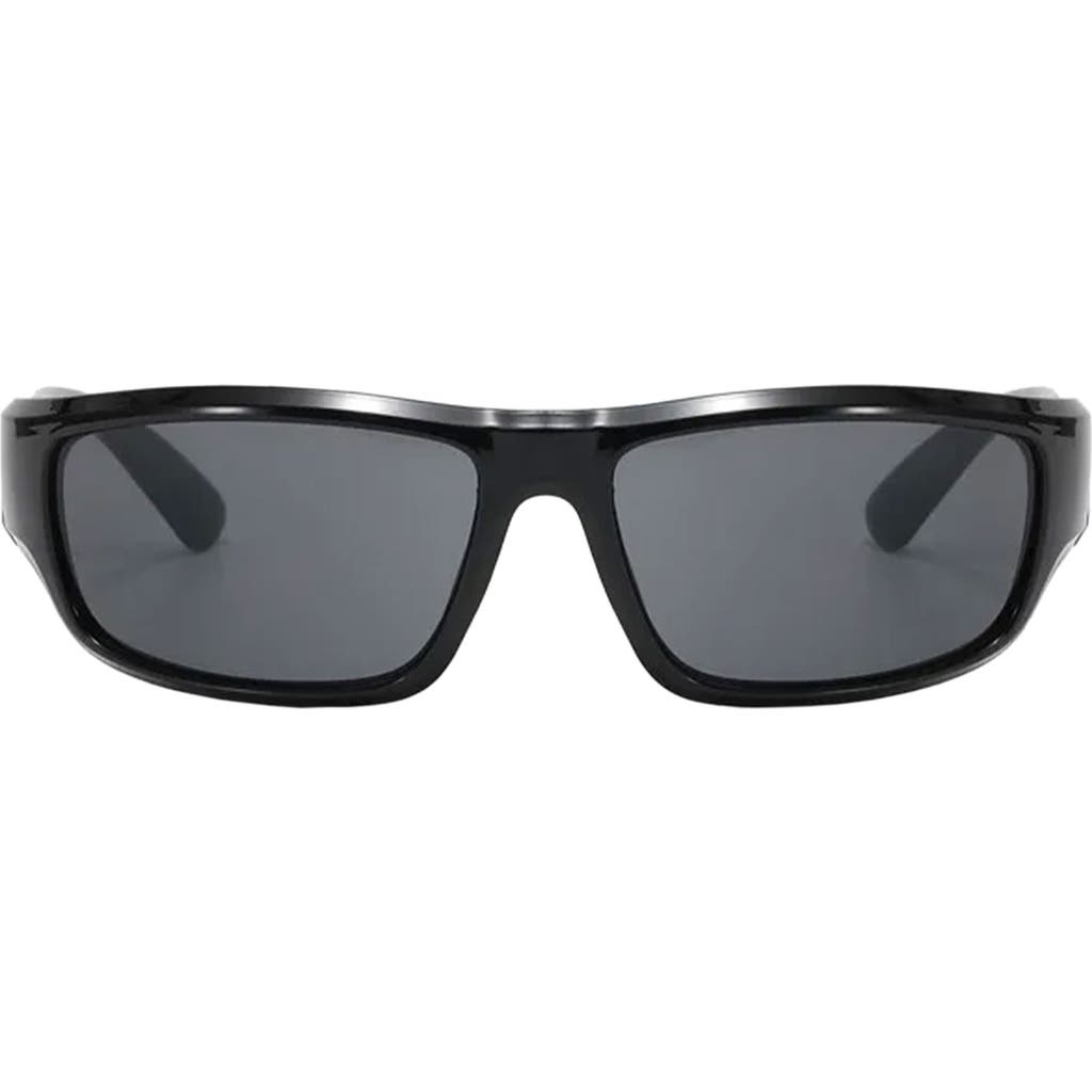 Fifth & Ninth Remi Sporty 61mm Polarized Rectangular Sunglasses In Black/black