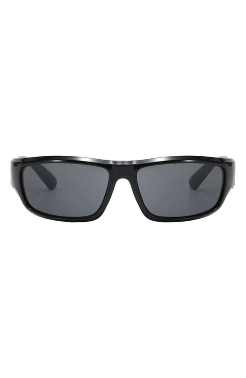 Remi Sporty 61mm Polarized Rectangular Sunglasses in Black/Black