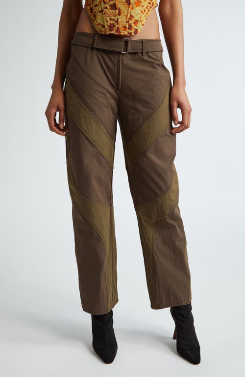 Miaou Casey Belted Colorblock Pants in Olive at Nordstrom, Size Large
