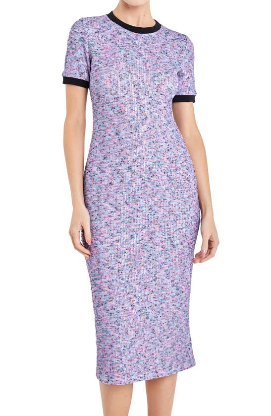 Shop English Factory Rainbow Knit Midi Dress In Blue Multi