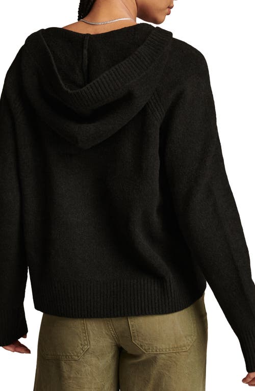 Shop Lucky Brand Sweater Hoodie In Dark Black