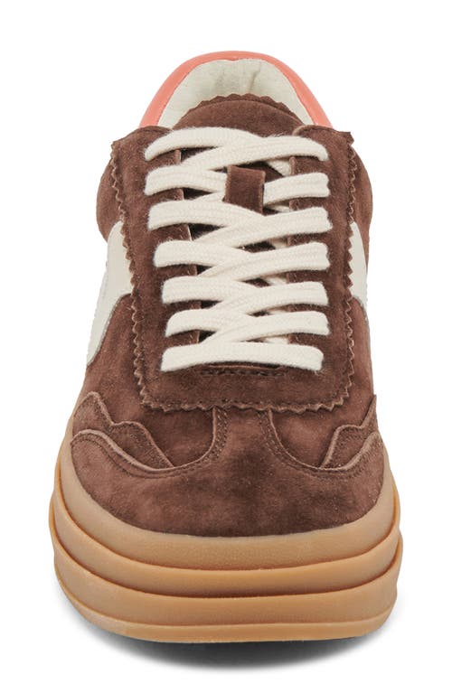 Shop Dolce Vita Notice X Platform Sneaker In Dark Brown Suede