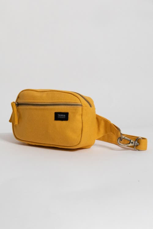 Shop Terra Thread Organic Cotton Sling Belt Bag In Mustard Yellow