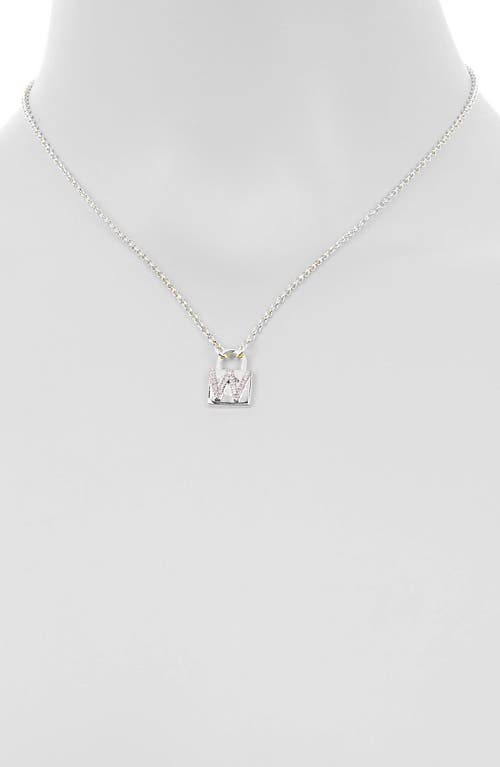 Meshmerise Diamond Padlock Initial Pendant Necklace In White-w